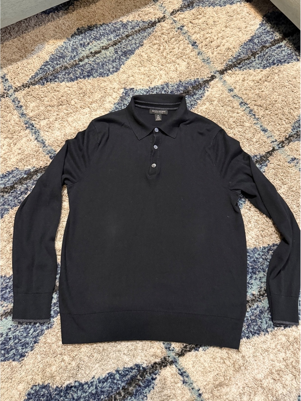 Banana Republic black long sleeve polo sweater